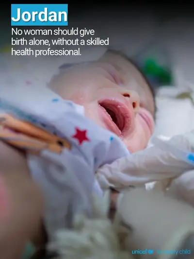 Skilled birth attendance tile for Jordan, Photo · English