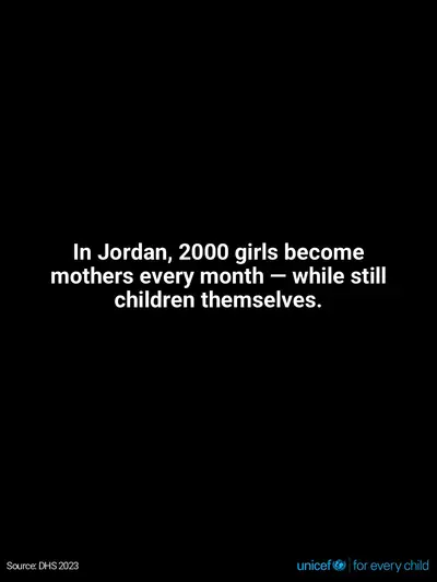 Adolescent motherhood tile for Jordan, Text only · English