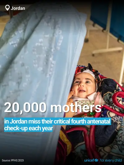 Antenatal care tile for Jordan, Bold number · English