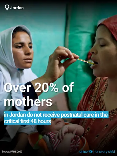 Postnatal care tile for Jordan, Bold number · English