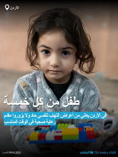 Childhood pneumonia tile for Jordan, Bold number · Arabic