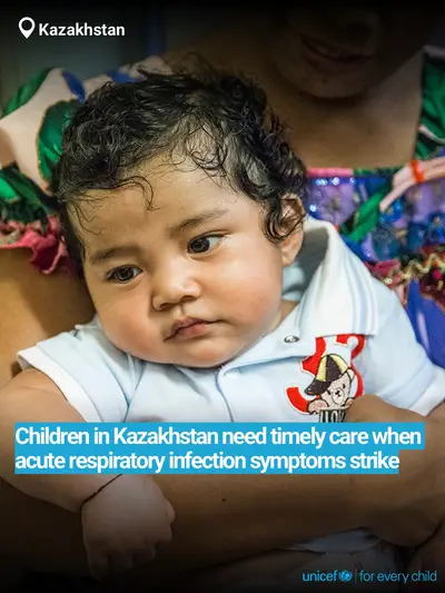 Childhood pneumonia tile for Kazakhstan, Bold number · English