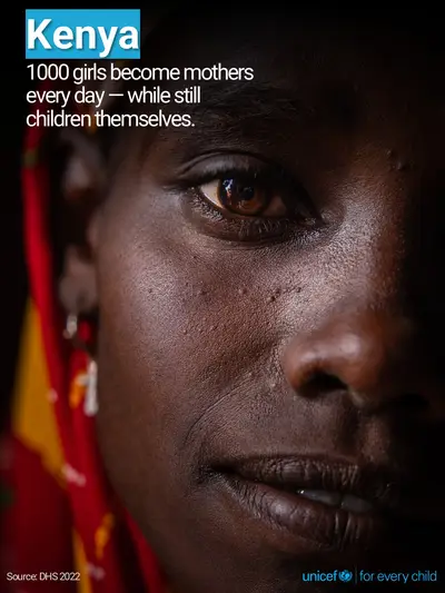 Adolescent motherhood tile for Kenya, Photo · English