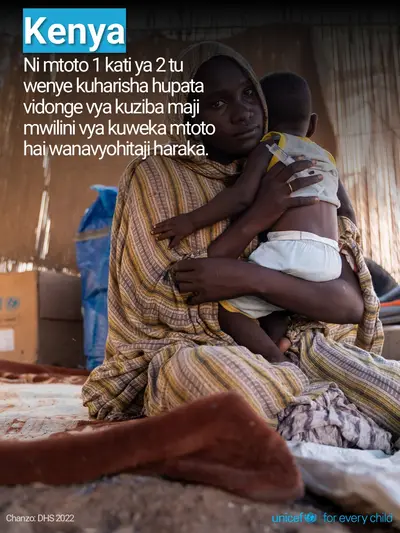 Oral rehydration salts tile for Kenya, Photo · Swahili