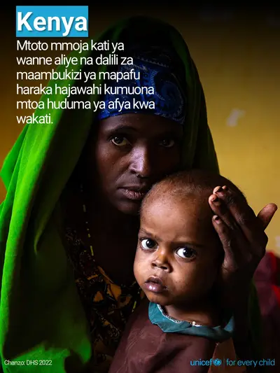 Childhood pneumonia tile for Kenya, Photo · Swahili
