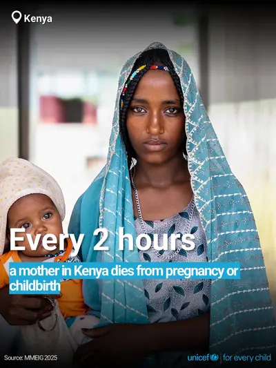 Maternal mortality tile for Kenya, Bold number · English
