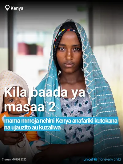 Maternal mortality tile for Kenya, Bold number · Swahili