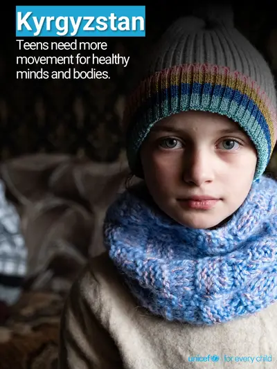 Adolescent physical activity tile for Kyrgyzstan, Photo · English