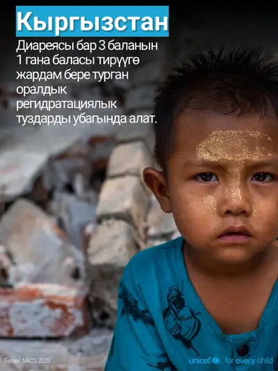 Oral rehydration salts tile for Kyrgyzstan, Photo · Kyrgyz