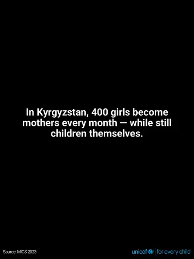 Adolescent motherhood tile for Kyrgyzstan, Text only · English