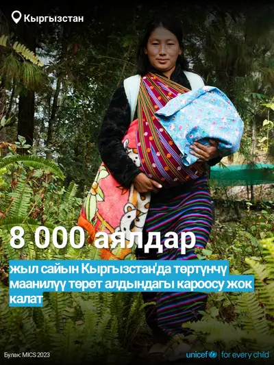 Antenatal care tile for Kyrgyzstan, Bold number · Kyrgyz
