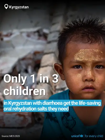 Oral rehydration salts tile for Kyrgyzstan, Bold number · English
