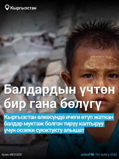Oral rehydration salts tile for Kyrgyzstan, Bold number · Kyrgyz