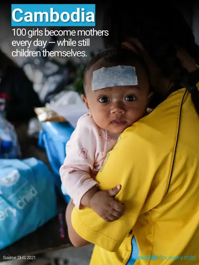 Adolescent motherhood tile for Cambodia, Photo · English