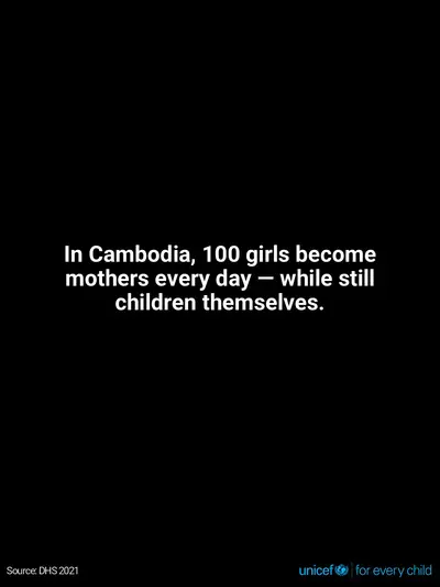 Adolescent motherhood tile for Cambodia, Text only · English