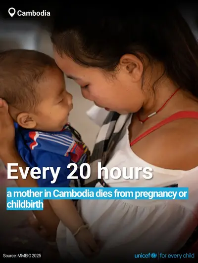 Maternal mortality tile for Cambodia, Bold number · English