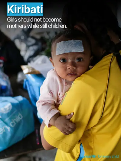 Adolescent motherhood tile for Kiribati, Photo · English
