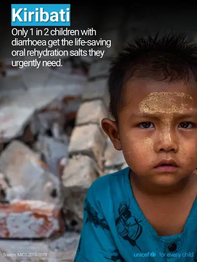 Oral rehydration salts tile for Kiribati, Photo · English