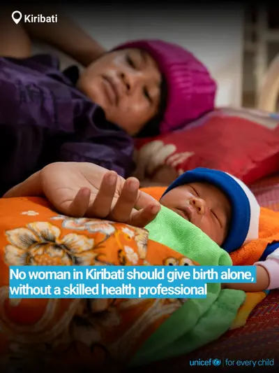 Skilled birth attendance tile for Kiribati, Bold number · English