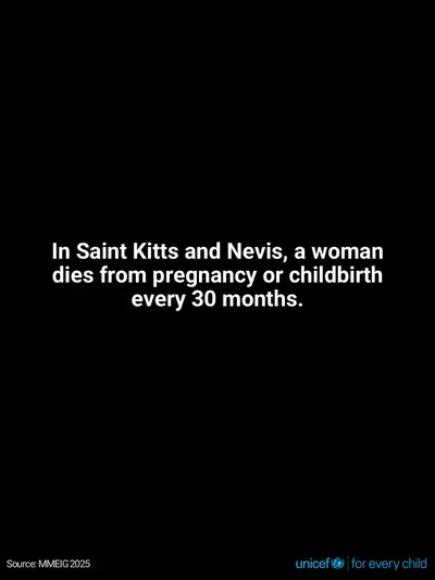 Maternal mortality tile for Saint Kitts and Nevis, Text only · English