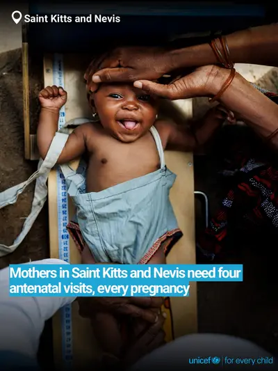 Antenatal care tile for Saint Kitts and Nevis, Bold number · English