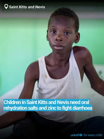 Oral rehydration salts tile for Saint Kitts and Nevis, Bold number · English
