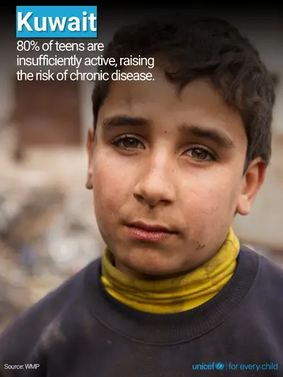 Adolescent physical activity tile for Kuwait, Photo · English