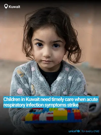 Childhood pneumonia tile for Kuwait, Bold number · English