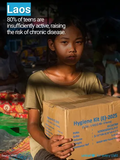 Adolescent physical activity tile for Lao People's Democratic Republic, Photo · English