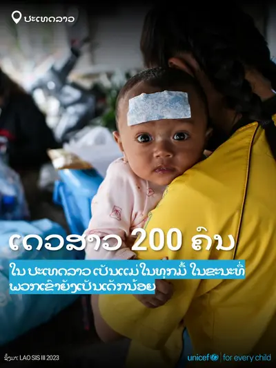 Adolescent motherhood tile for Lao People's Democratic Republic, Bold number · Lao