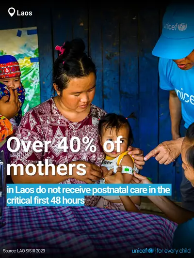 Postnatal care tile for Lao People's Democratic Republic, Bold number · English