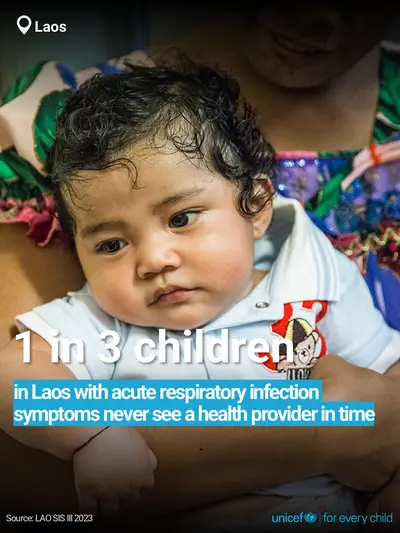 Childhood pneumonia tile for Lao People's Democratic Republic, Bold number · English