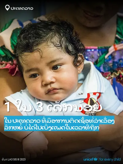 Childhood pneumonia tile for Lao People's Democratic Republic, Bold number · Lao