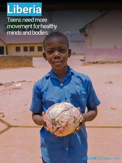 Adolescent physical activity tile for Liberia, Photo · English