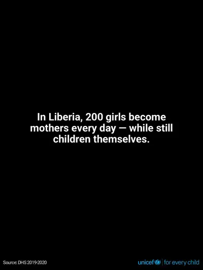 Adolescent motherhood tile for Liberia, Text only · English