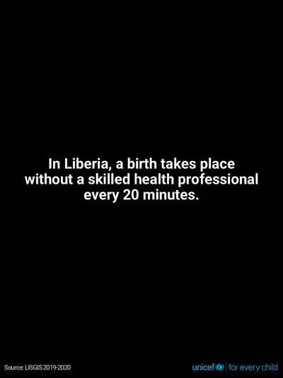 Skilled birth attendance tile for Liberia, Text only · English