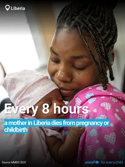 Maternal mortality tile for Liberia, Bold number · English