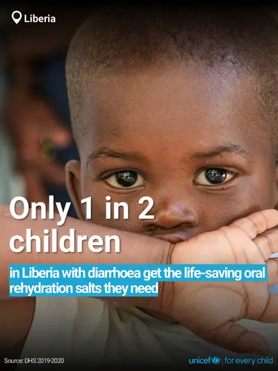Oral rehydration salts tile for Liberia, Bold number · English