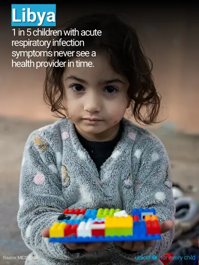 Childhood pneumonia tile for Libya, Photo · English