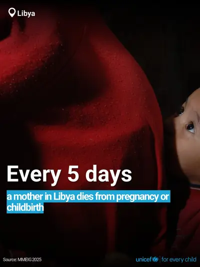 Maternal mortality tile for Libya, Bold number · English