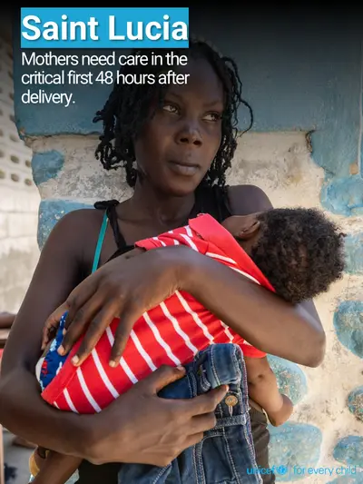 Postnatal care tile for Saint Lucia, Photo · English