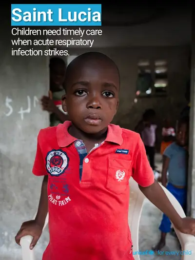 Childhood pneumonia tile for Saint Lucia, Photo · English