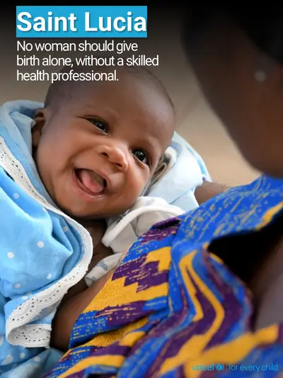 Skilled birth attendance tile for Saint Lucia, Photo · English
