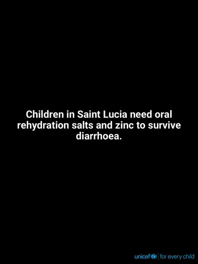 Oral rehydration salts tile for Saint Lucia, Text only · English