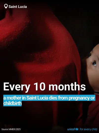 Maternal mortality tile for Saint Lucia, Bold number · English