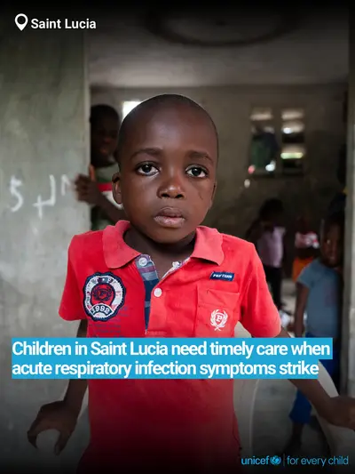 Childhood pneumonia tile for Saint Lucia, Bold number · English