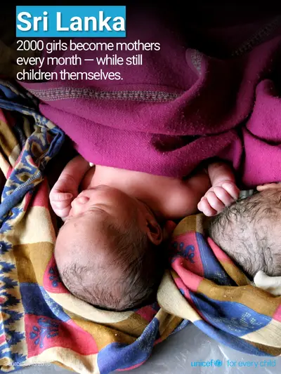Adolescent motherhood tile for Sri Lanka, Photo · English