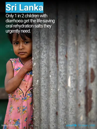 Oral rehydration salts tile for Sri Lanka, Photo · English