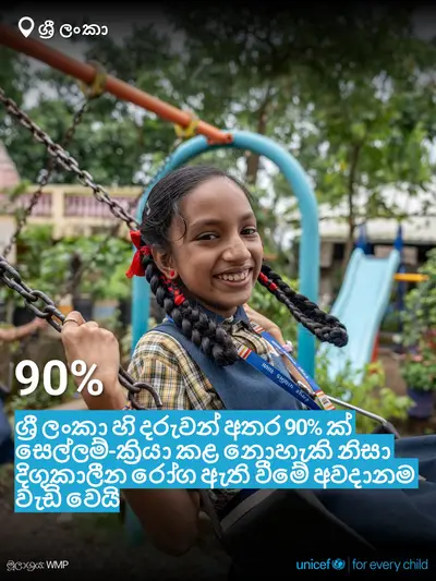 Adolescent physical activity tile for Sri Lanka, Bold number · Sinhala