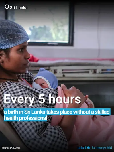 Skilled birth attendance tile for Sri Lanka, Bold number · English